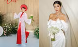 Ngắm đồ cưới của Minh Tú: Từ áo dài thập niên 80 đến váy cưới cực phóng khoáng