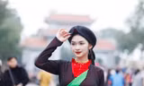 Một liền chị quan họ tham gia hội Lim. Ảnh: Nguyễn Thắng