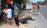 Ô tô 7 chỗ va chạm xe đạp điện rồi lật nhào, 2 học sinh bị thương