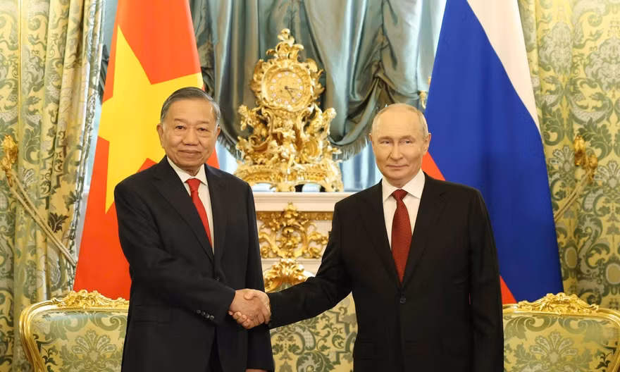 Tổng Bí thư, Chủ tịch nước Tô Lâm và Tổng thống Nga Vladimir Putin ngày 9/9. Ảnh: TTXVN