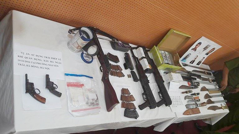 Một số vũ khí được Công an Hà Nội thu giữ