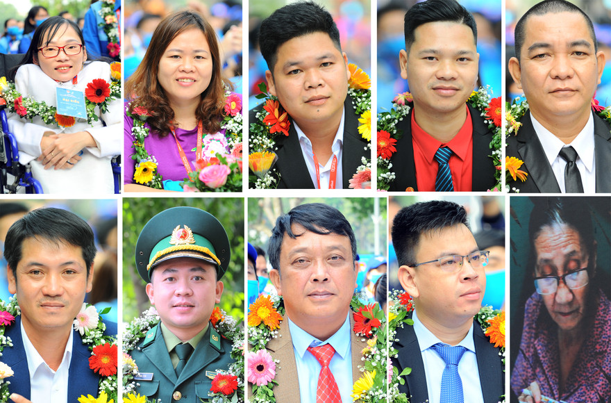 Chân dung 10 cá nhân đạt giải thưởng Tình nguyện Quốc gia 2020. Ảnh: Xuân Tùng