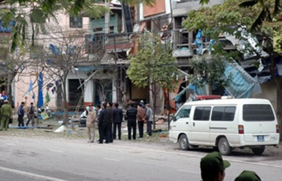 Hiện trường nơi xảy ra vụ nổ mìn.