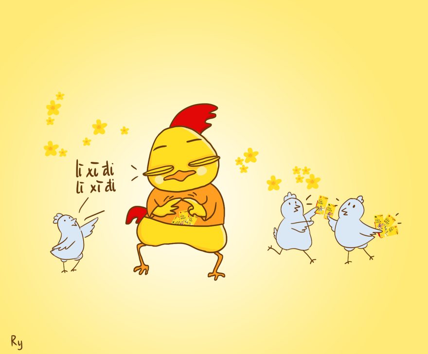 Nữ sinh tạo hình ‘Gà Designer’ đón năm mới