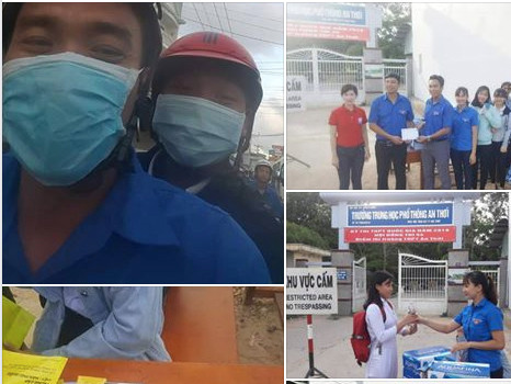 Hình ảnh Bí thư Đoàn trường đến nhà đón thí sinh. Ảnh chụp màn hình FB