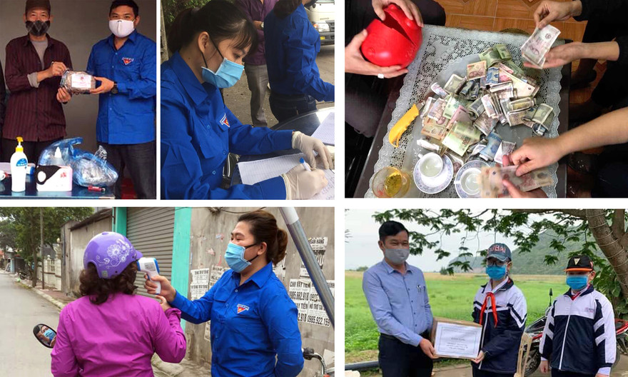 Vợ chồng tình nguyện cắm chốt chống dịch; thiếu nhi tặng lợn đầy tiền, bán hàng ủng hộ