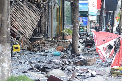 Hiện trường vụ cháy sáng 2/11. Ảnh: Thanh Hà.