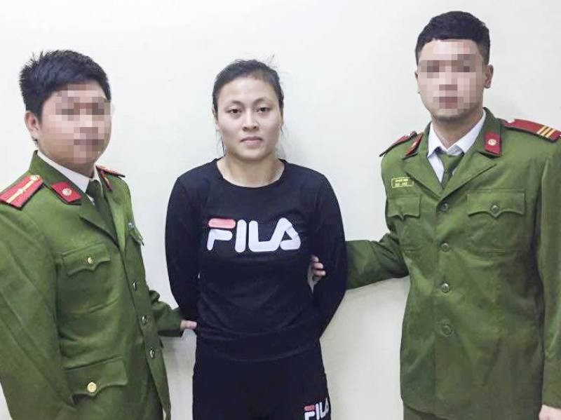 Chử Lê Mỹ Hoa tại cơ quan công an.