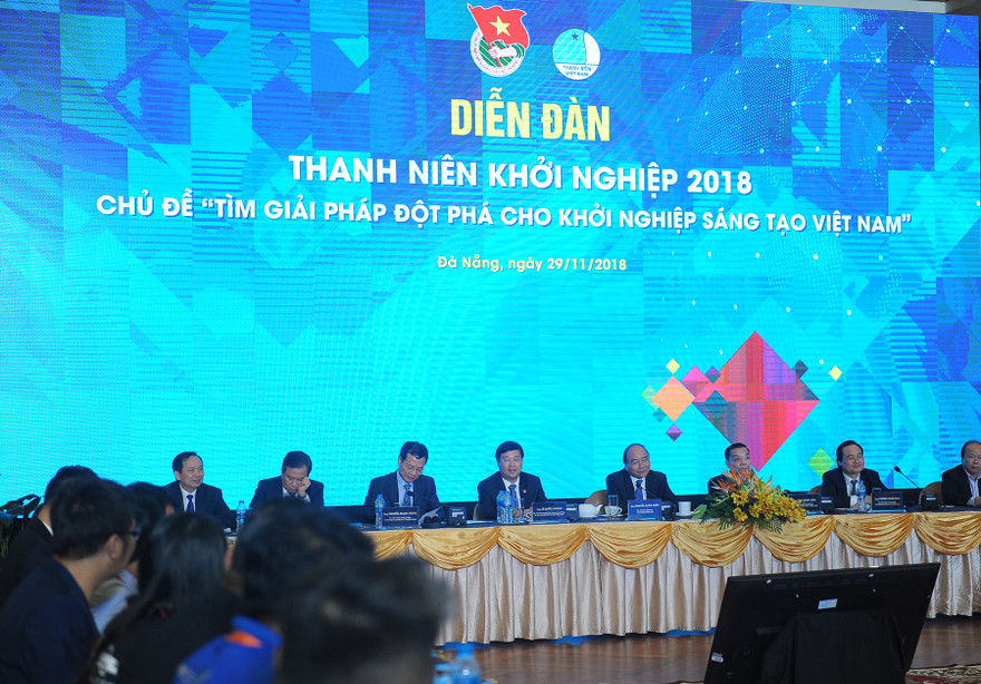 Diễn đàn thanh niên khởi nghiệp năm 2020 hướng đến chủ đề cùng đất nước vượt qua thử thách. (Trong ảnh diễn đàn năm 2018 có Thủ tướng Nguyễn Xuân Phúc chủ trì). Ảnh: Xuân Tùng
