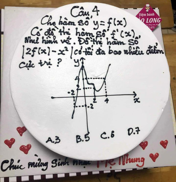 Học trò tặng bánh kem 'hại não' với bài tập hàm số