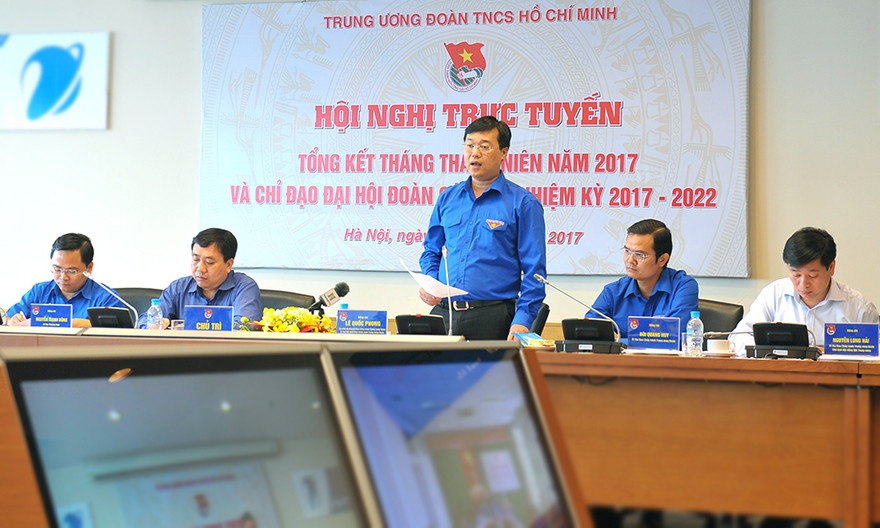 Bí thư thứ nhất T.Ư Đoàn Lê Quốc Phong phát biểu tổng kết hội nghị