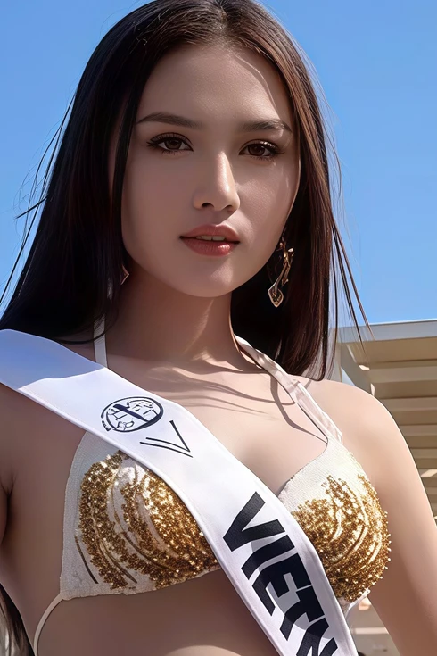 Thu Ngân và 60 hoa hậu trình diễn áo tắm