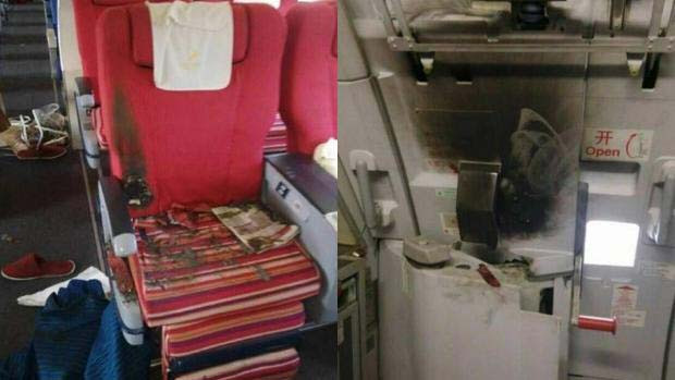 Bên trong chiếc máy bay bị hành khách đốt phá