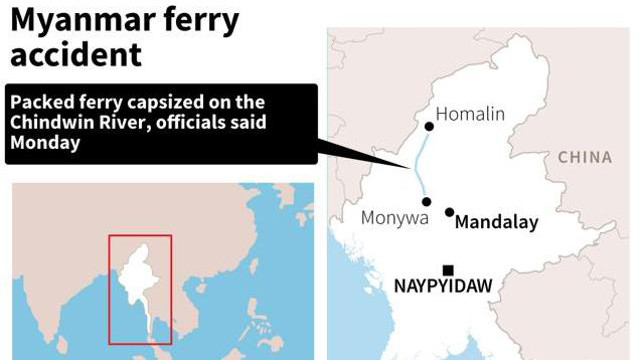 Nơi xảy ra vụ tai nạn phà ở Myanmar.