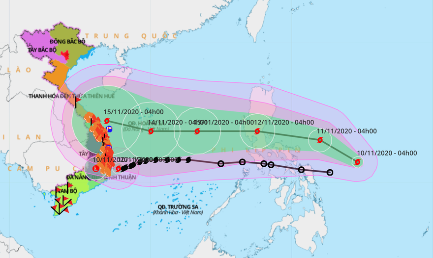Bão Vamco dự kiến sẽ vào biển Đông vào ngày 12/11 tới.