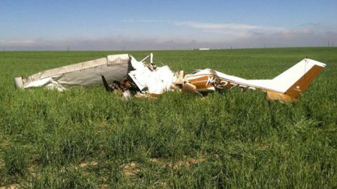 Mảnh vỡ máy bay trên cánh đồng. Ảnh: Straits Times