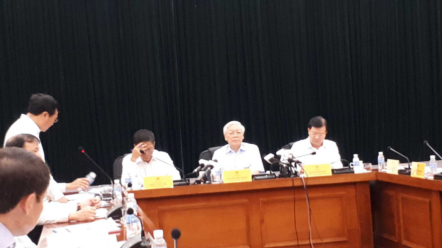 Tổng Bí thư Nguyễn Phú Trọng tại buổi làm việc với Bộ Công Thương sáng 11/7.