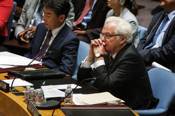 Đại sứ Nga tại Liên Hợp quốc Vitaly Churkin trong cuộc họp của Hội đồng Bảo an