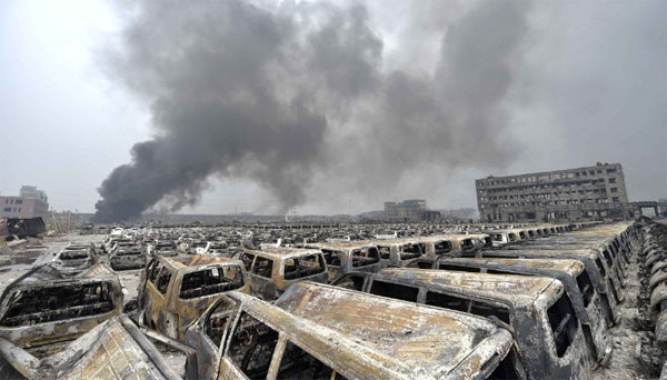 Hiện trường vụ nổ ở Thiên Tân.