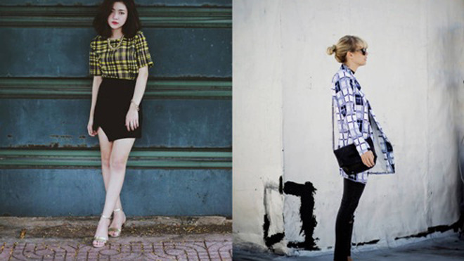 F5 set đồ cho nàng với họa tiết kẻ ô vuông 