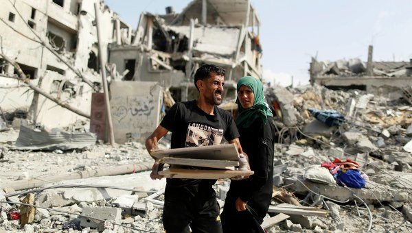 Cảnh đổ nát ở dải Gaza