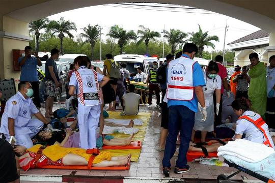 Các nạn nhân bị thương. Ảnh: Tân Hoa Xã