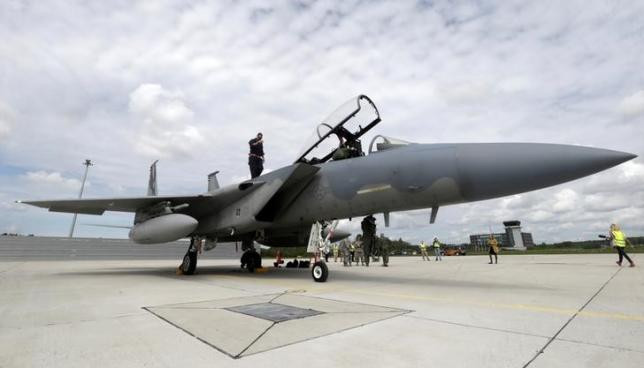 Chiến đấu cơ F-15 Eagle tại căn cứ quân sự Lielvarde, Latvia hôm 19/5.