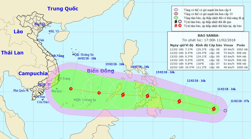Nhiều khả năng bão Sanba sẽ là cơn bão đặc biệt, xuất hiện vào dịp Tết trên biển Đông