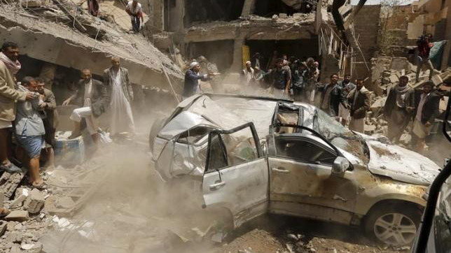 Cảnh đổ nát ở Yemen do giao tranh khốc liệt giữa phiến quân Houthi và lực lượng chính phủ.