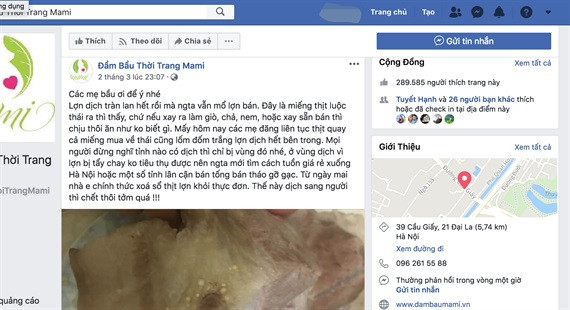 Trang thông tin đăng thông tin sai sự thật về bệnh ASF ngày 4/3.