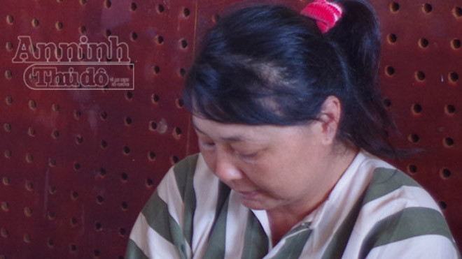 Đối tượng Lan tại cơ quan điều tra 