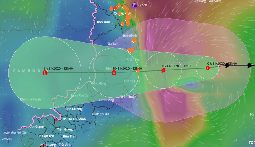 Bão số 12 có xu hướng mạnh thêm khi vào gần bờ các tỉnh Nam Trung Bộ