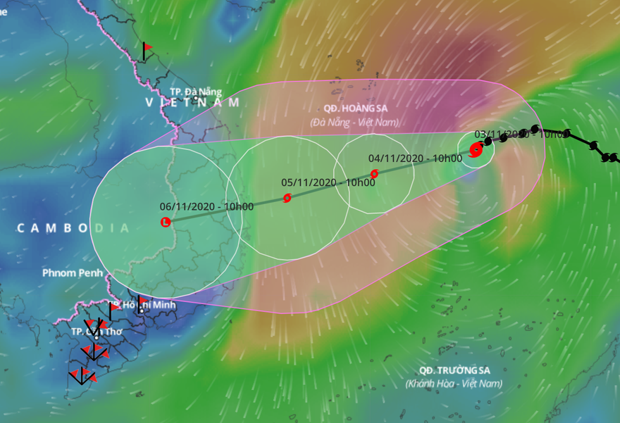 Bão số 10 có khả năng gây mưa lớn ở các tỉnh Nam Trung Bộ đặc biệt là khu vực Quảng Nam-Quảng Ngãi.