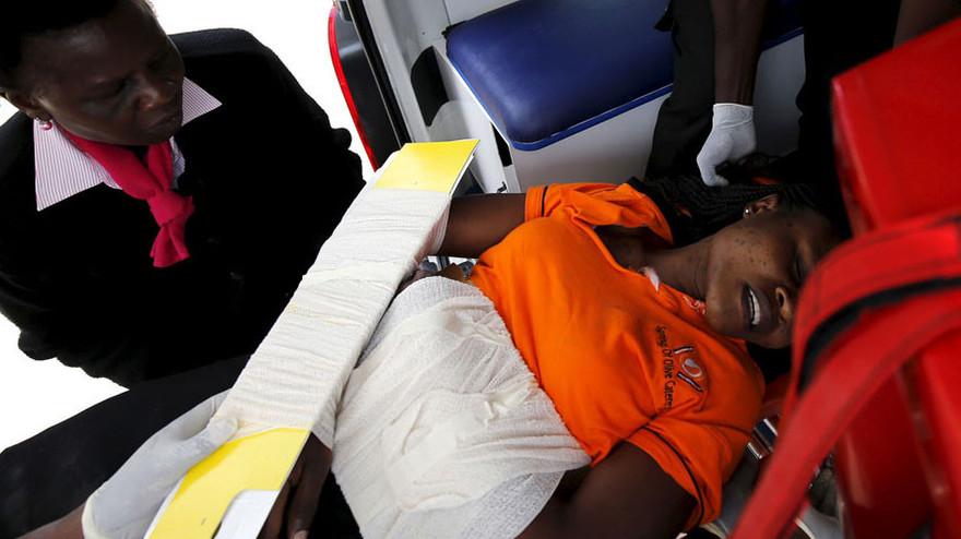 Một người bị thương trong cuộc diễn tập chống khủng bố.