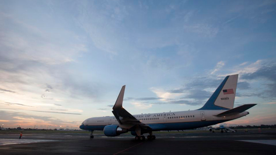 Máy bay chở Ngoại trưởng Mỹ John Kerry tại sân bay Havana, Cuba ngày 14/8/2015