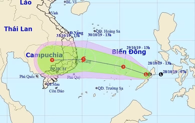 Dự báo đường di chuyển của áp thấp có khả năng mạnh lên thành áp thấp nhiệt đới, bão thời gian tới