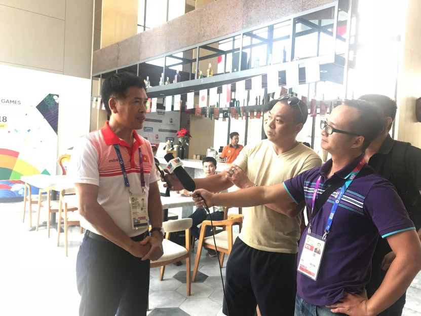 Trưởng đoàn TTVN tại Asiad 2018 Trần Đức Phấn tại thành phố Cikarang, Indonesia.