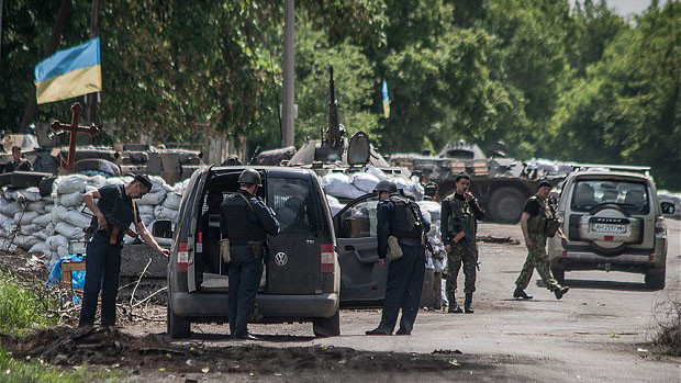 Một trạm kiểm soát của quân đội Ukraine gần Slavyansk