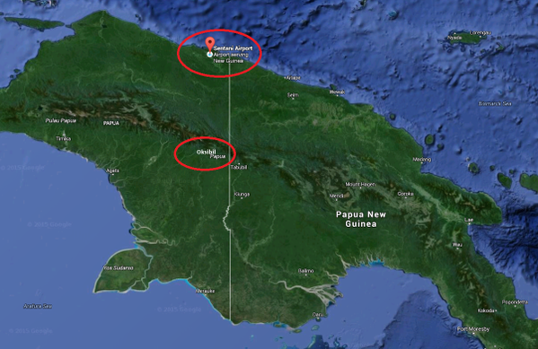 Bản đồ vị trí máy bay của hãng Trigana mất liên lạc.