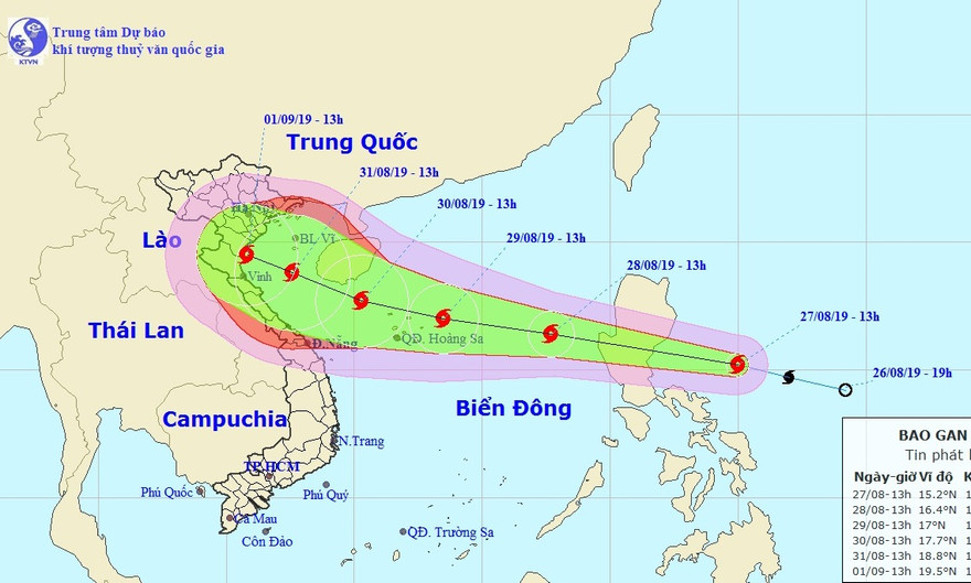 Dự báo bão Podul sẽ đi vào biển Đông vào sáng mai (28/8)