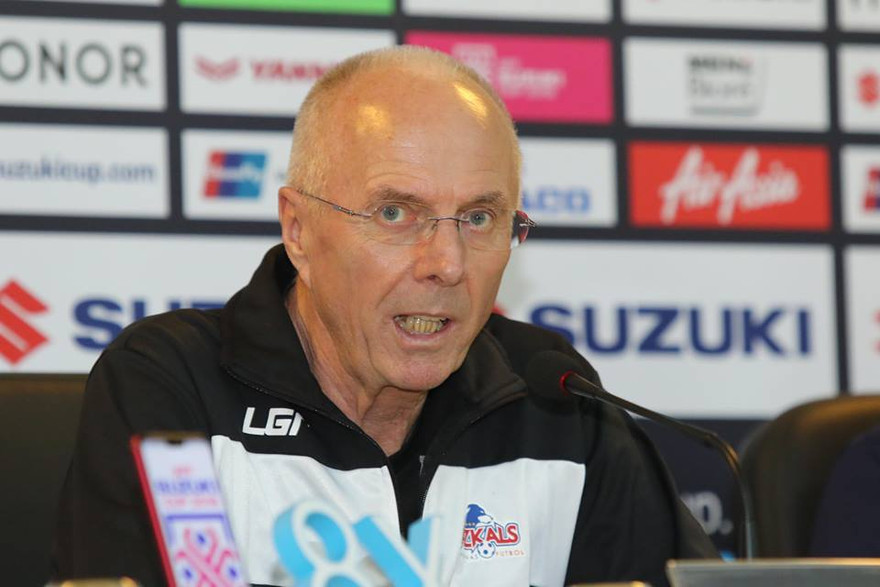HLV Sven-Goran Eriksson trong buổi họp báo trước trận Việt Nam vs Philippines. Ảnh: Như Ý