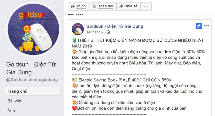 Trên mạng xã hội Facebook xuất hiện hàng loạt quảng cáo về các loại “thiết bị siêu tiết kiệm điện” và “thẻ tiết kiệm điện thông minh”