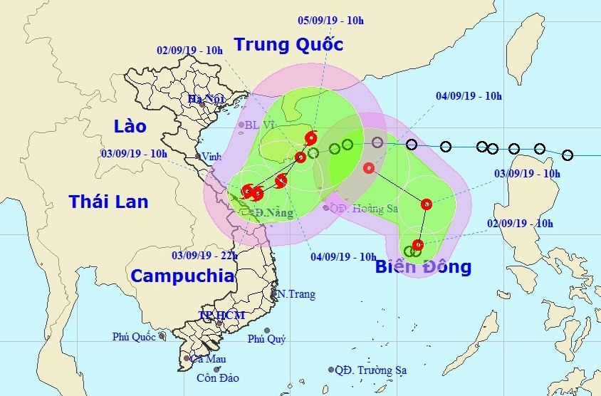 Hướng đi của 2 áp thấp nhiệt đới trên biển Đông