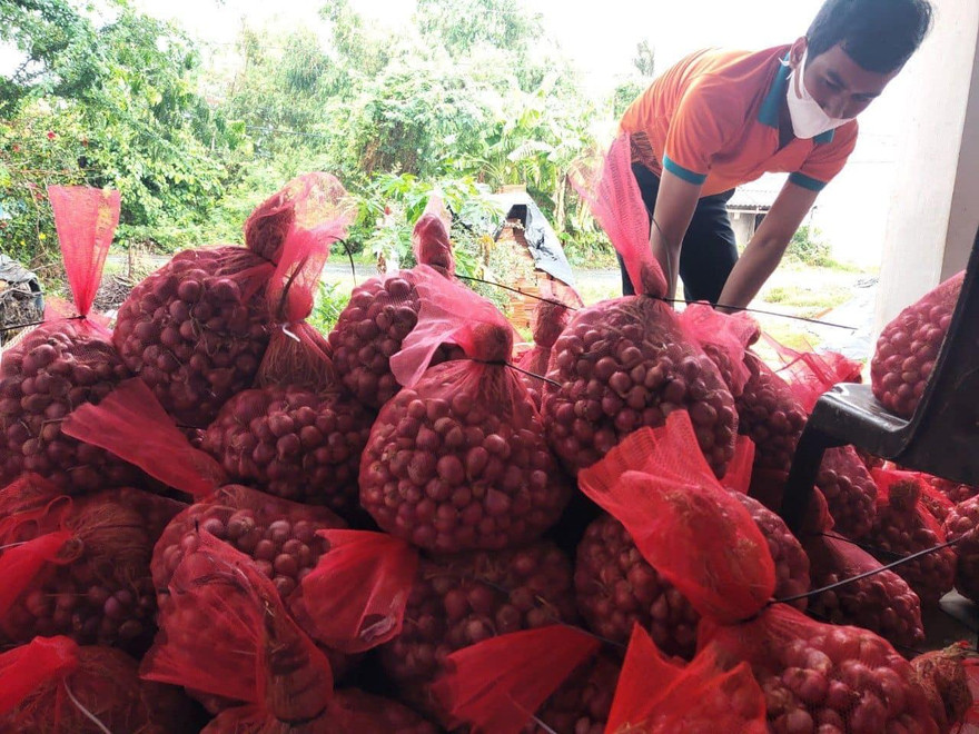 Cán bộ Viettel Post và Voso.vn hỗ trợ bà con cân, đóng gói và đưa lên xe vận chuyển giao hàng