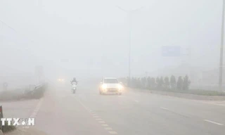 Xuất hiện sương mù dày đặc, phủ trắng tại An Giang ngày 7/3