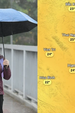 Không khí lạnh tăng cường gây mưa ở Hà Nội, nhiệt độ thay đổi thế nào?