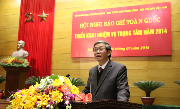 Trưởng Ban Tuyên giáo Trung ương Đinh Thế Huynh phát biểu tại Hội nghị. Ảnh: C.K