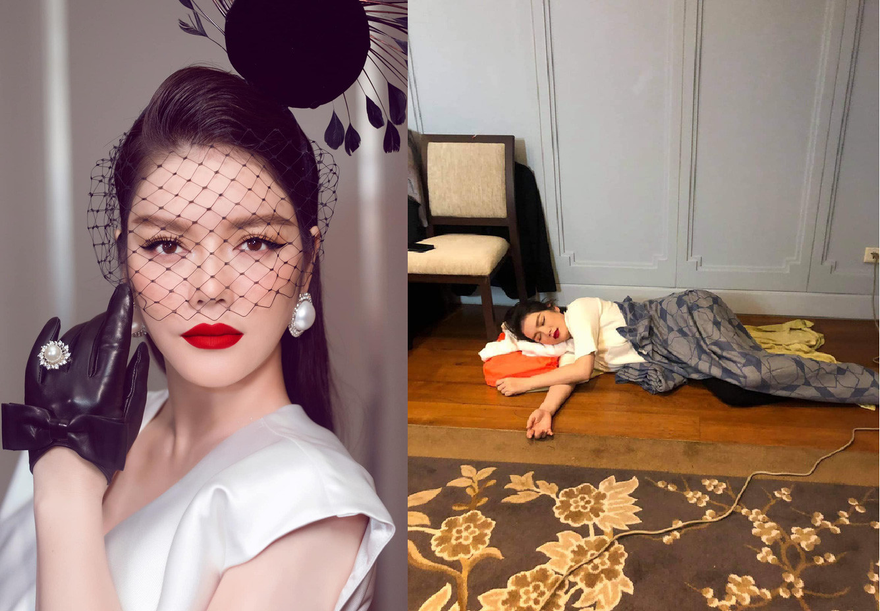 Lý Nhã Kỳ chia sẻ ảnh mệt mỏi ngủ gật tại hậu trường 