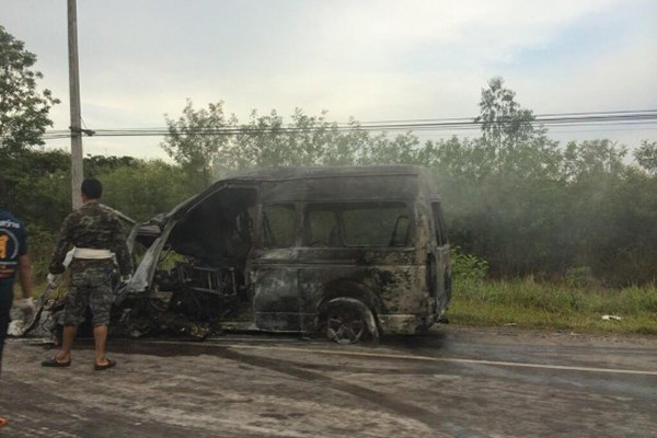 Chiếc xe gặp nạn. Ảnh: Bangkok Post