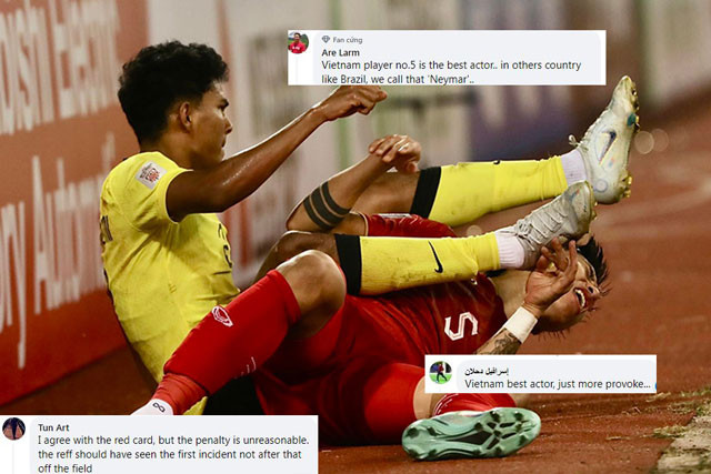 Các CĐV Malaysia cho rằng trọng tài đã sai khi cho ĐT Việt Nam được hưởng phạt đền.